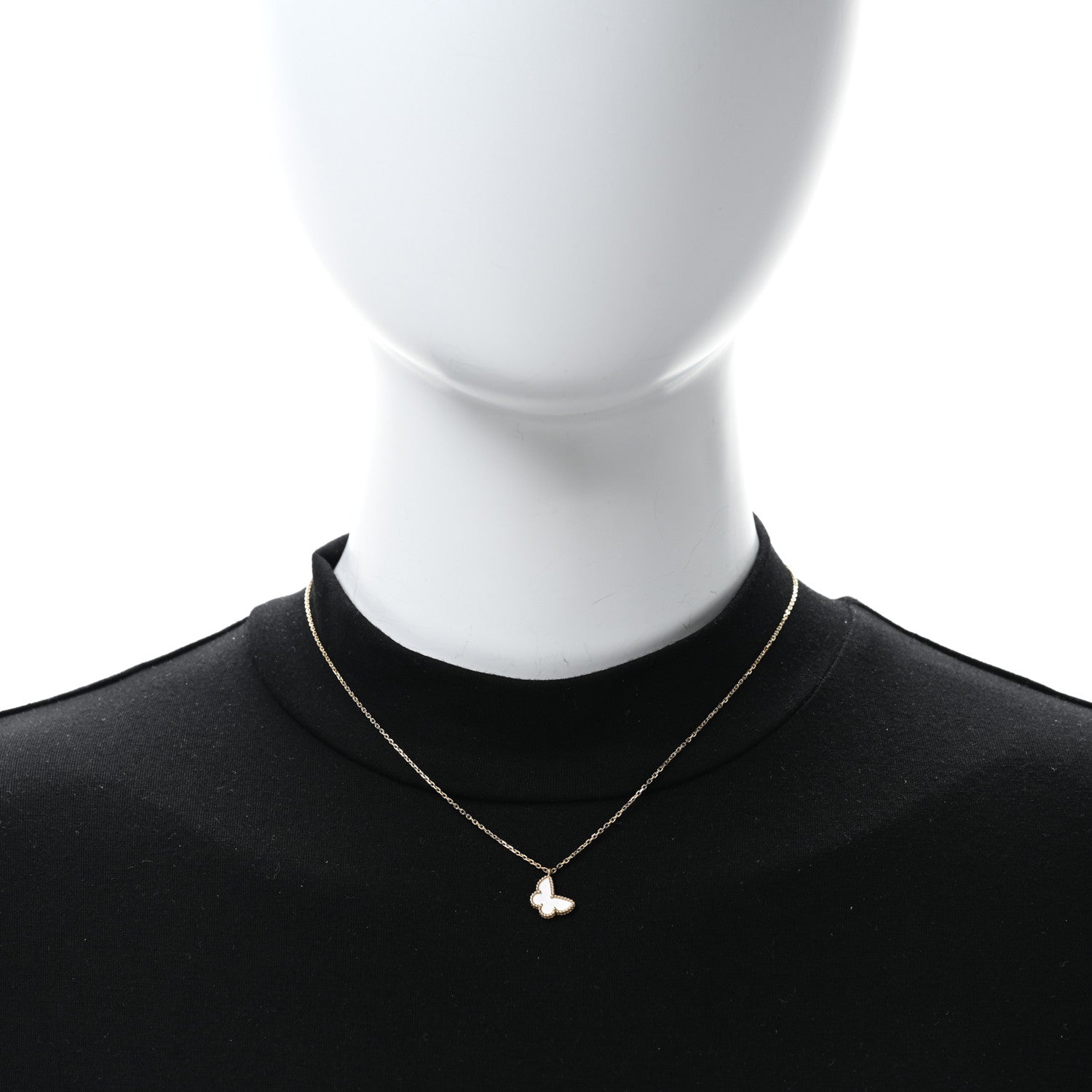 Van Cleef & Arpels 18K Yellow Gold Mother of Pearl Sweet Alhambra Butterfly Pendant Necklace 3 of 5
