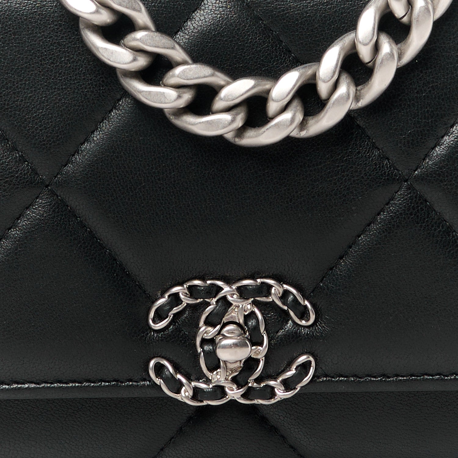 Chanel Lambskin Quilted Chanel 19 Wallet On Chain WOC Black 9 of 11