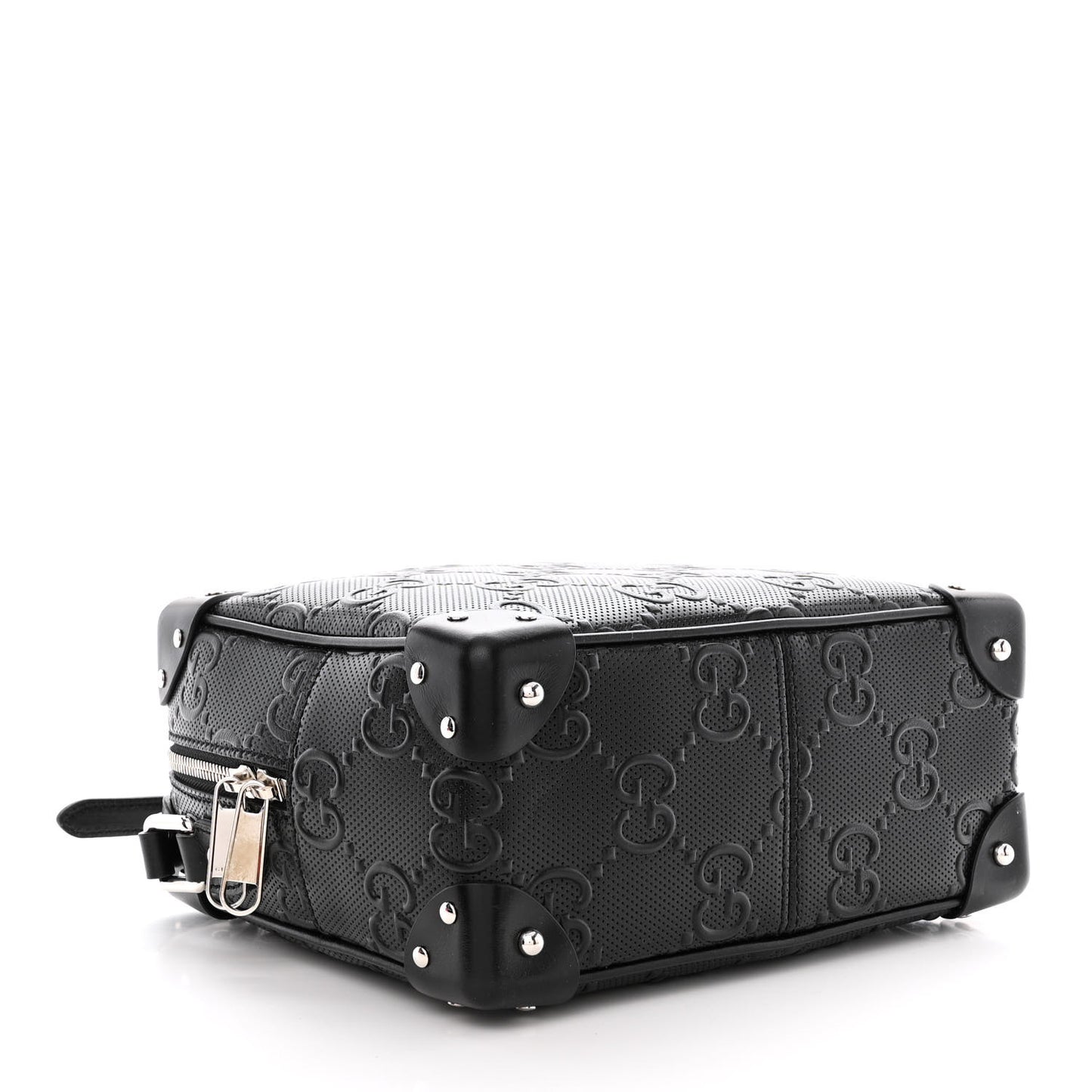 Calfskin GG Tennis Embossed Square Messenger Bag Black