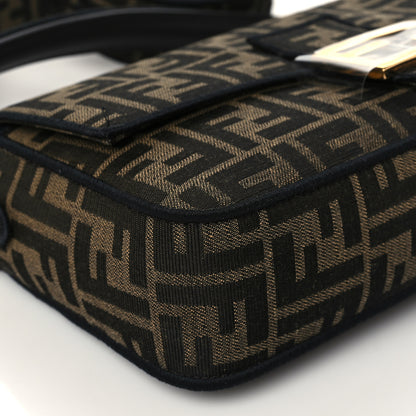 Fendi Fabric Jacquard FF 1974 Medium Baguette Tobacco Moro Black 11 of 13