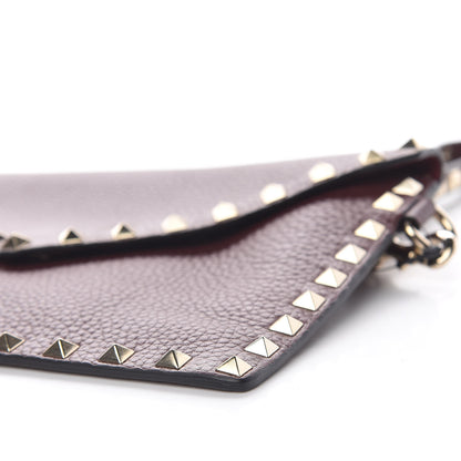 Valentino Garavani Pebbled Calfskin Medium Rockstud Envelope Flat Wristlet Pouch Rubin 8 of 10