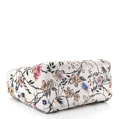 Christian Dior Calfskin Rosa Mutabilis Embroidered Medium Lady Dior White Multicolor 4 of 10