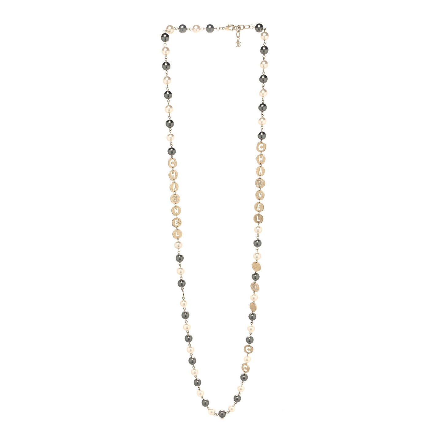 Pearl Papyrus Long Necklace Gold Pearly White Grey
