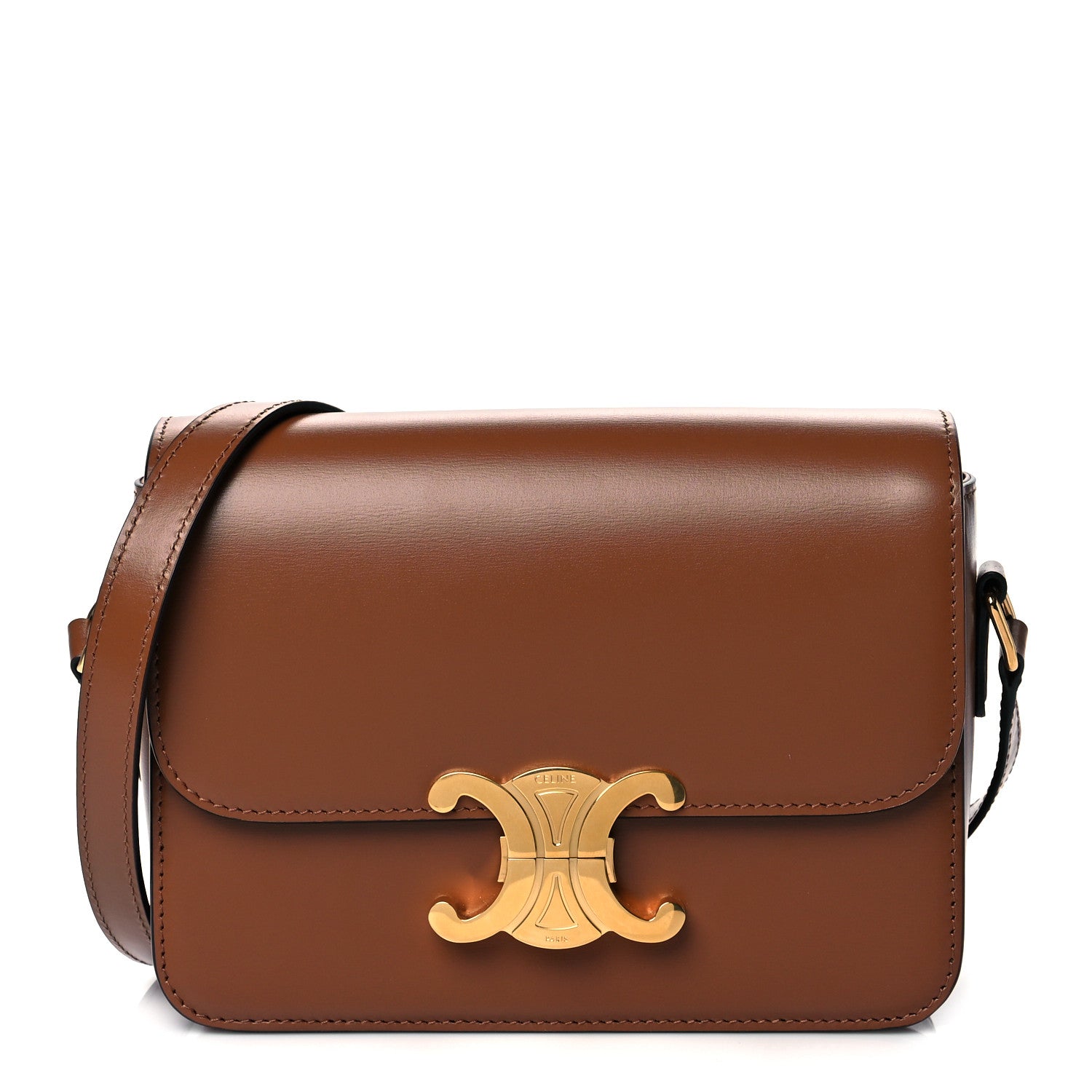 Celine Shiny Calfskin Teen Triomphe Tan 1 of 9