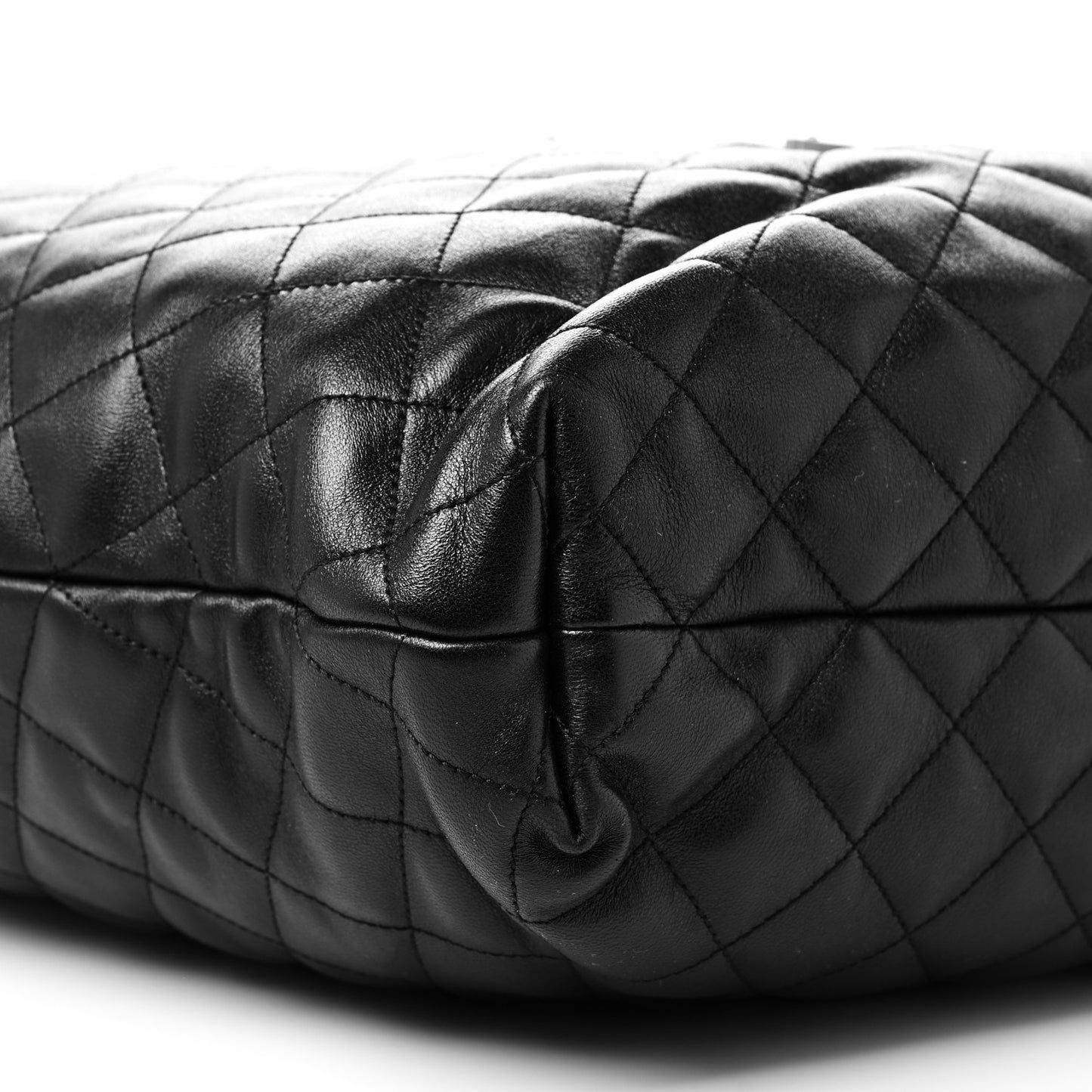 Lambskin Quilted Maxi Icare Shopping Tote Black