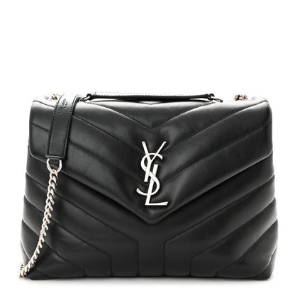 Saint Laurent Calfskin Y Quilted Monogram Small Loulou Chain Satchel Black 1 of 10