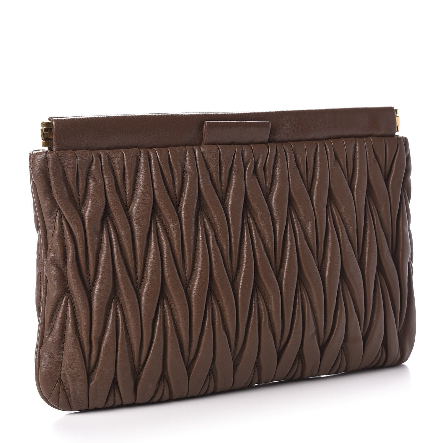Miu Miu Nappa Matelasse Clutch Brown 3 of 11