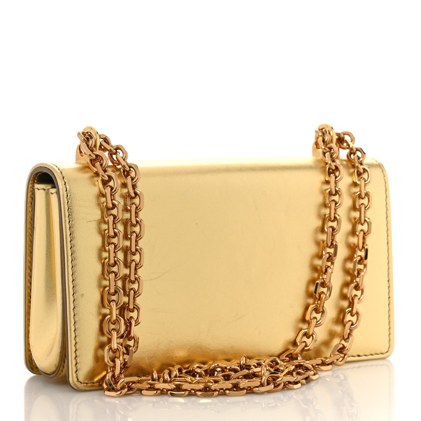 Metallic Calfskin DG Girls Shoulder Bag Gold