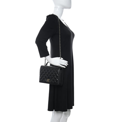 Chanel Lambskin Quilted Small Handle Tied Top Handle Flap Black 2 of 15