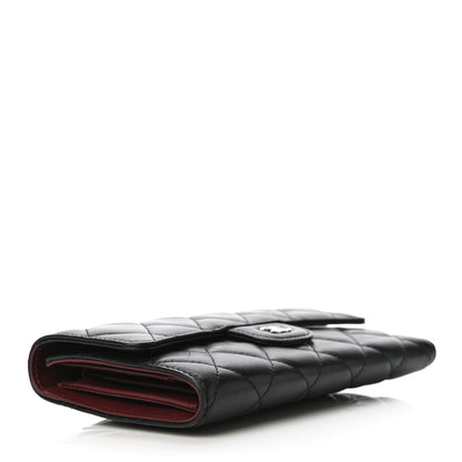Chanel Lambskin Quilted Large Gusset Flap Wallet Black 4 of 24
