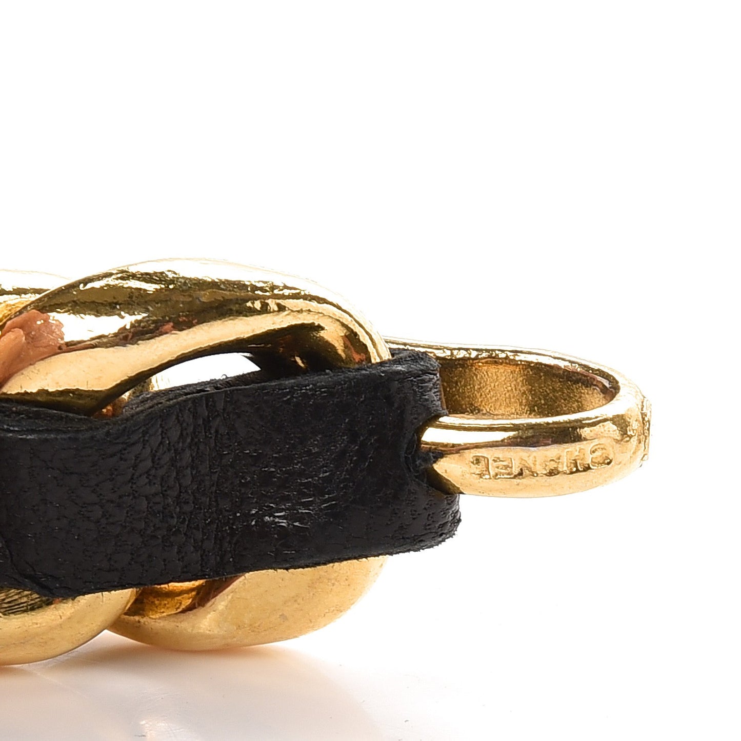 Lambskin Chain CC Belt Black Gold