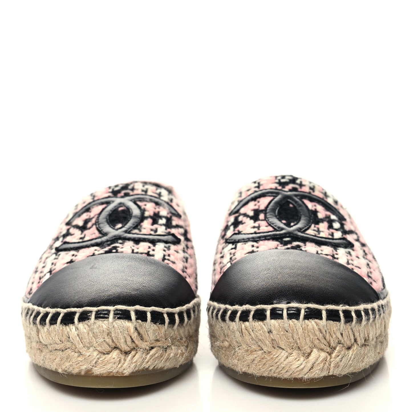 Tweed Lambskin CC Espadrilles 37 Pink Black