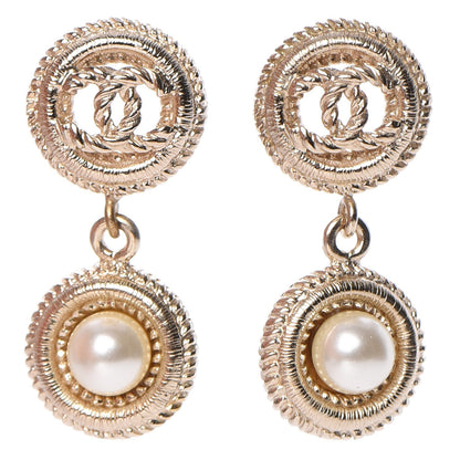 Chanel Pearl CC Dangle Earrings Gold 1 of 5