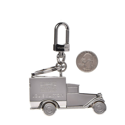 Louis Vuitton Travel Stamp Truck Bag Charm Key Holder Silver 2 of 7