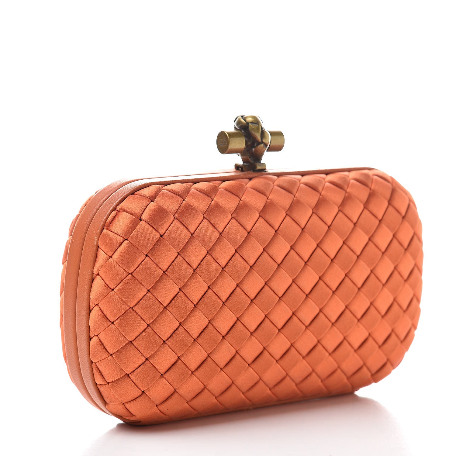 Bottega Veneta Satin Intreccio Knot Clutch Orange 3 of 11