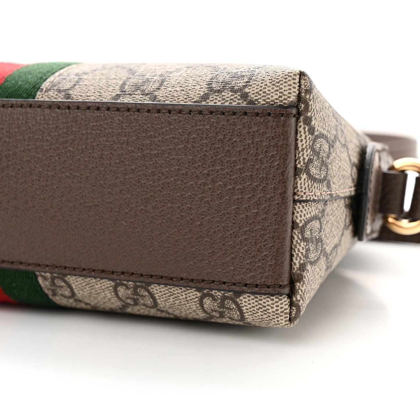GG Supreme Monogram Textured Dollar Calfskin Web Small Ophidia Dome Shoulder Bag Beige Ebony New Acero