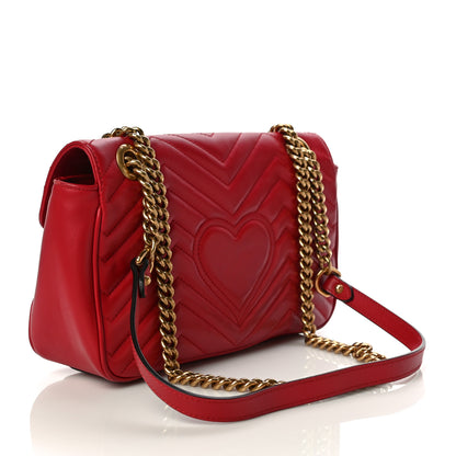 Gucci Calfskin Matelasse Small GG Marmont Shoulder Bag Hibiscus Red 3 of 16