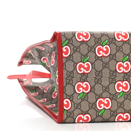 Gucci GG Supreme Monogram Apple Dollar Calfskin Large Retro Interlocking G Tote Bag Beige Ebony Multicolor Lobster Red 9 of 10