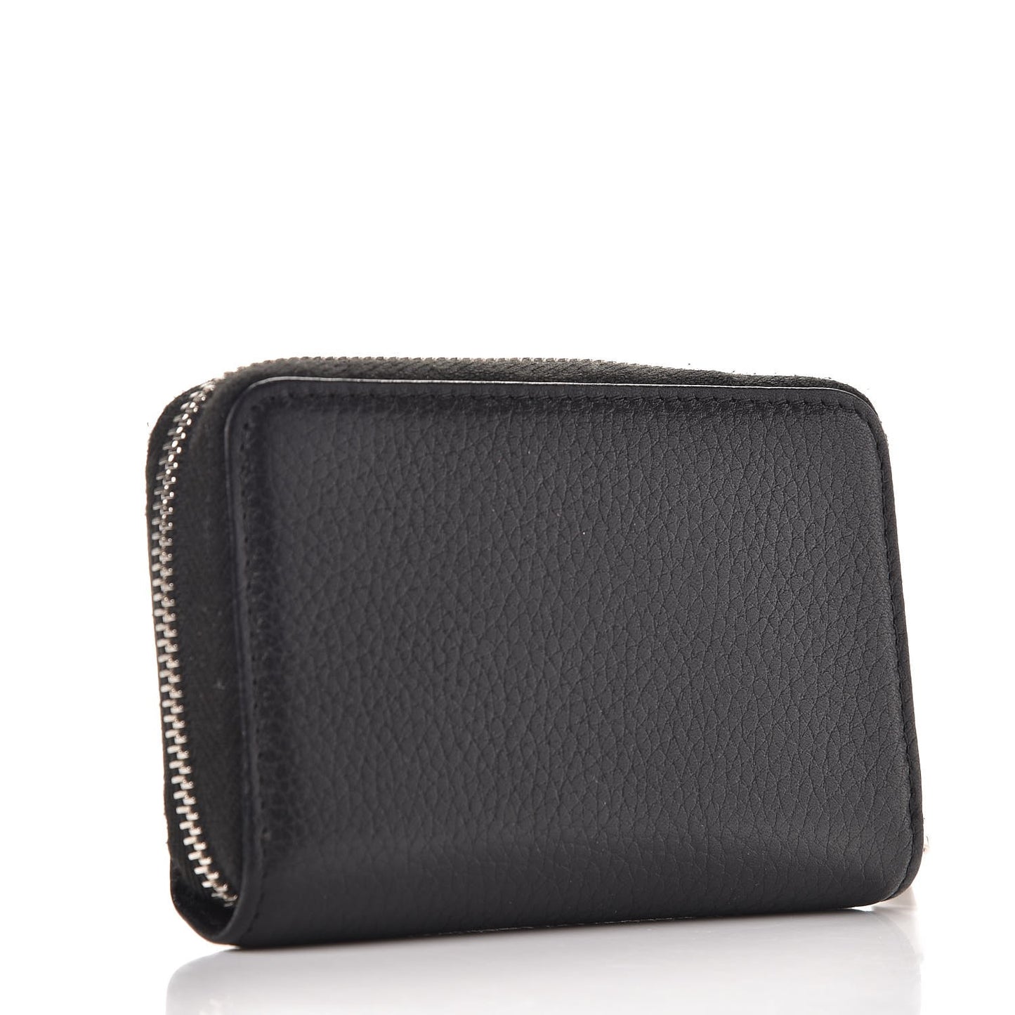 Grained Calfskin Neo Executive Zip Coin Purse Black