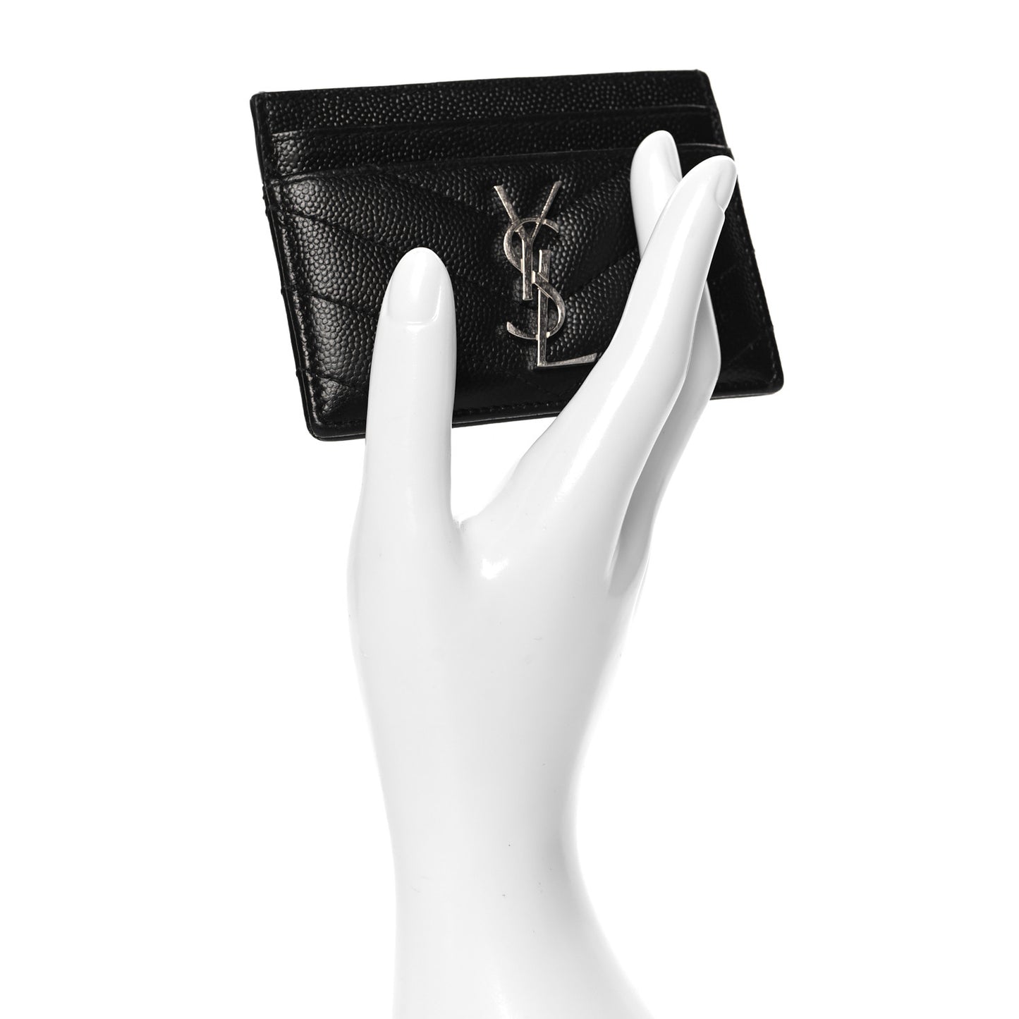Grain De Poudre Matelasse Chevron Monogram Credit Card Case Black