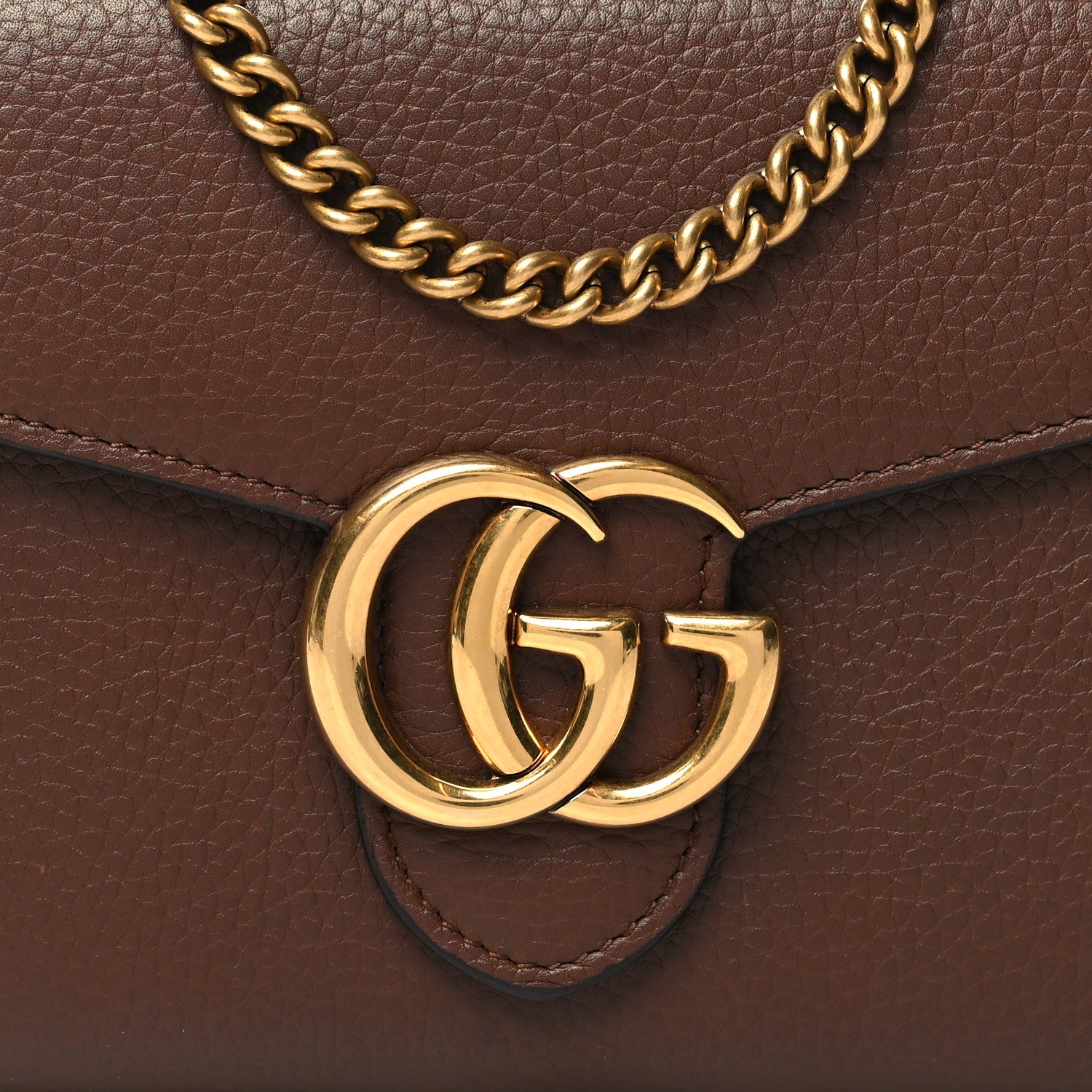 Gucci Cellarius Calfskin GG Marmont Chain Wallet Nut Brown 8 of 10