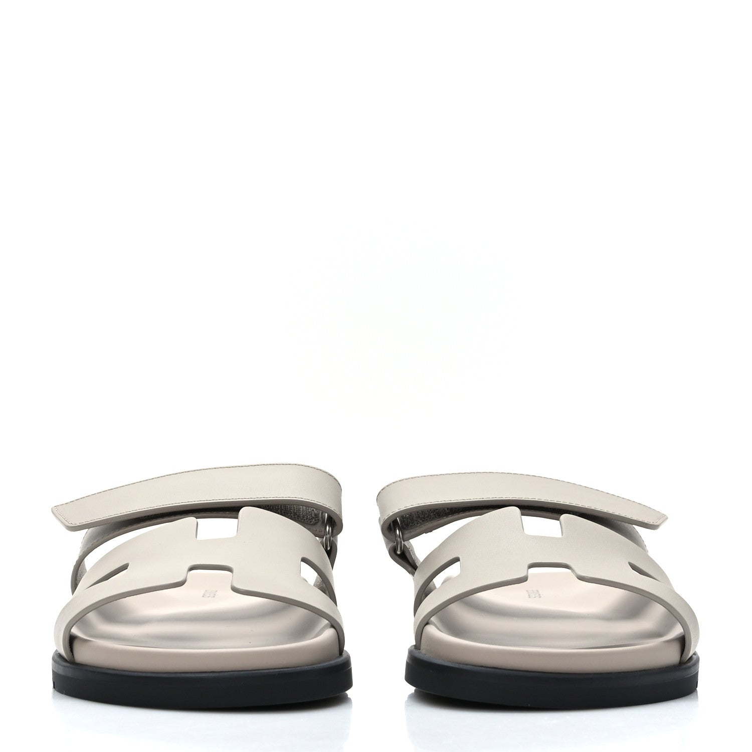 Hermes Calfskin Womens Chypre Sandals 38.5 Beige Mastic 2 of 9