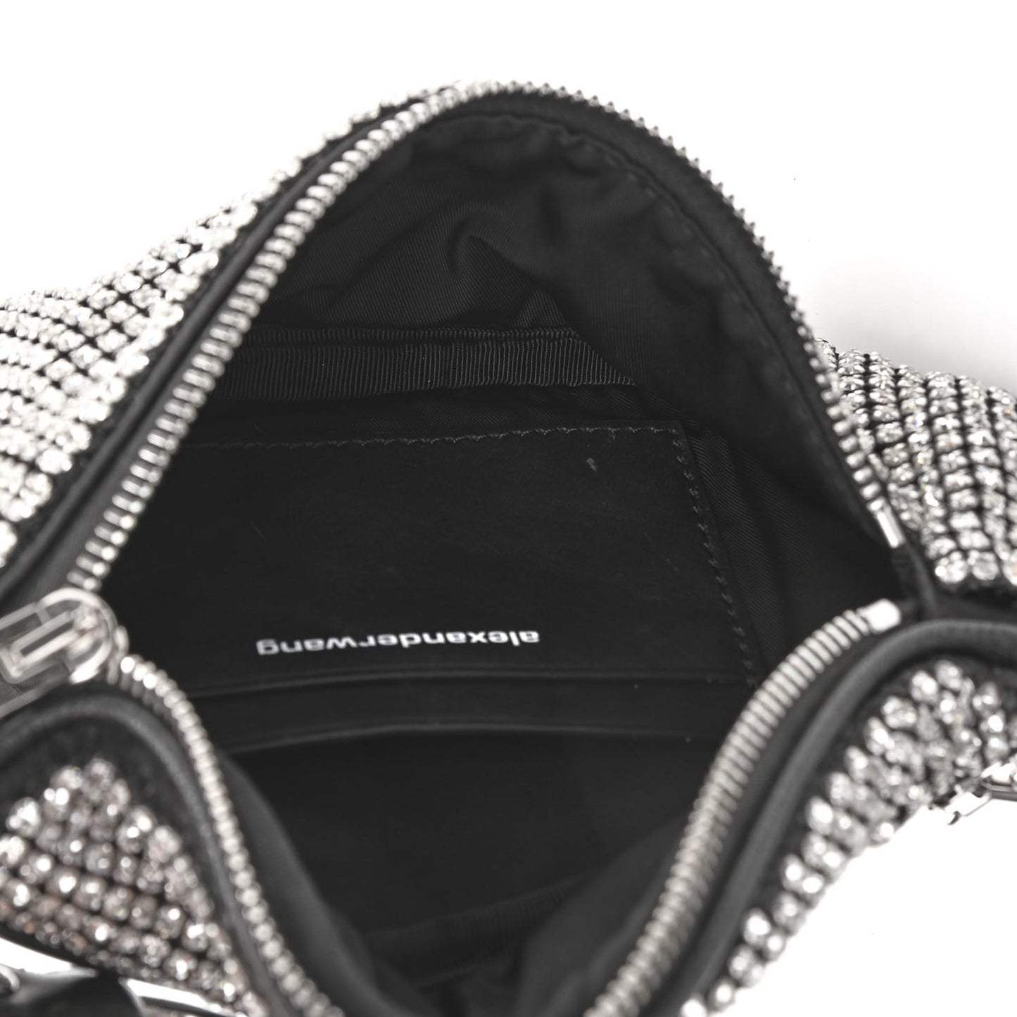 Rhinestone Mesh Mini Attica Belt Bag Black