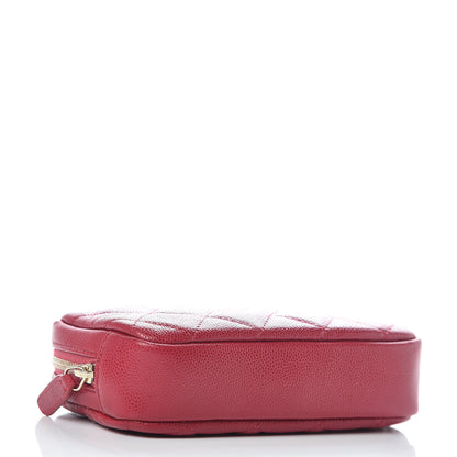 Chanel Caviar Quilted Small Curvy Pouch Cosmetic Case Dark Pink 4 of 10