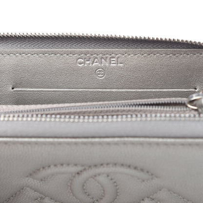 Chanel Metallic Caviar Quilted Medium Maxi CC Zip Around Wallet Grey 6 of 9