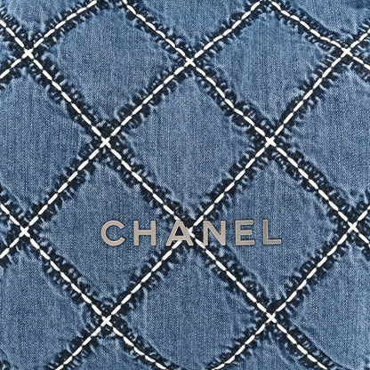 Chanel Stitched Denim Quilted Chanel 22 Blue 9 of 11