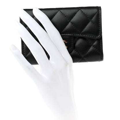 Chanel Lambskin Quilted Flap Card Holder Wallet Black 2 of 9