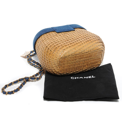 Chanel Straw Bag Denim CC 8 of 8