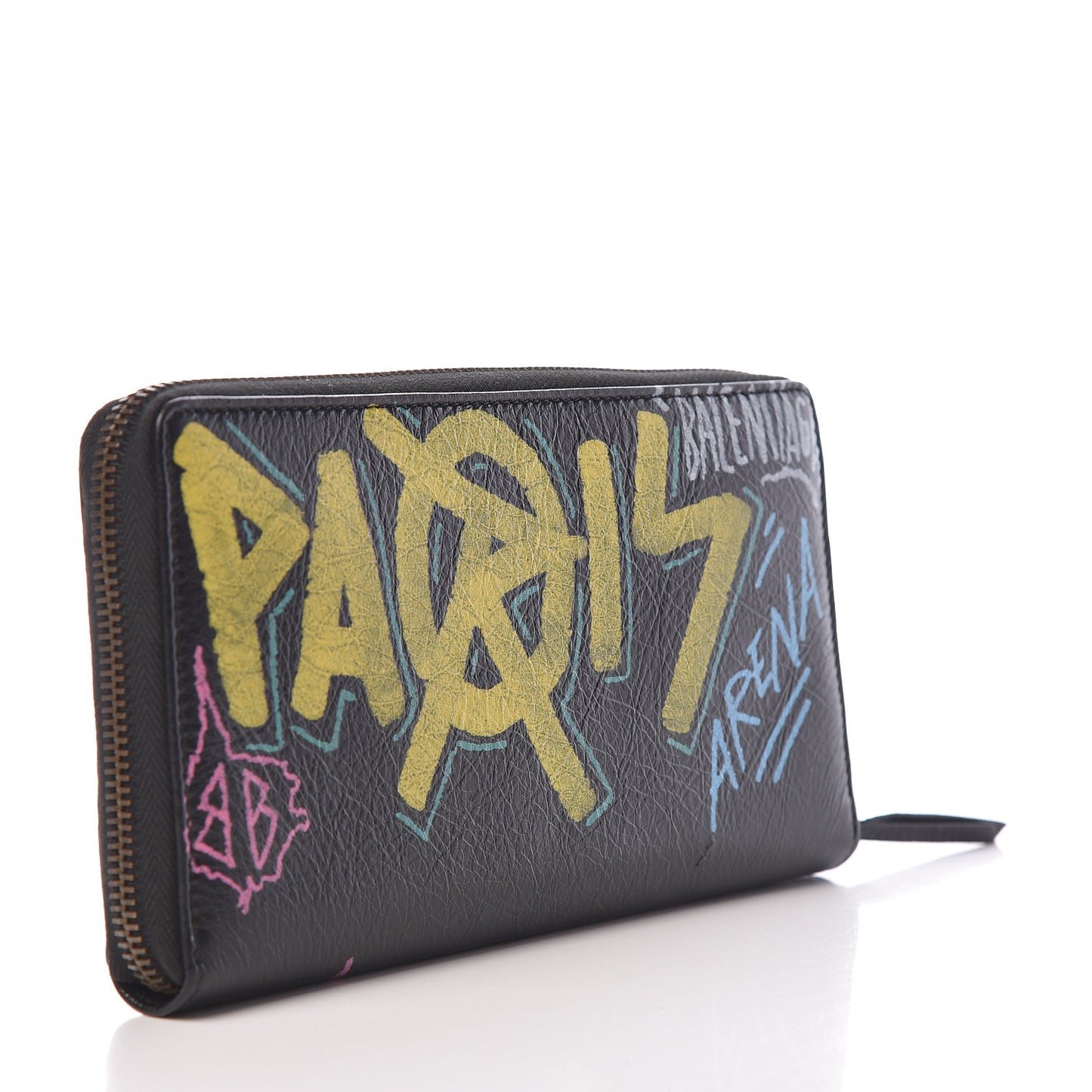 Agneau Arena Graffiti All Over Classic Hardware Continental Zip Around Wallet Black Multicolor