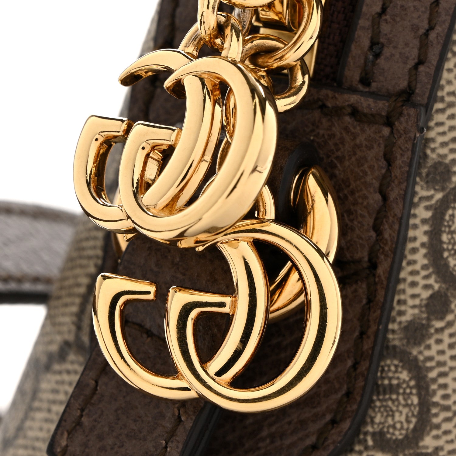 Gucci GG Supreme Monogram Textured Dollar Calfskin Web Small Ophidia Dome Shoulder Bag Beige Ebony New Acero 12 of 14