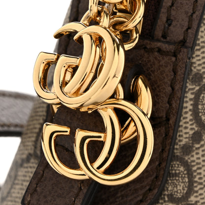 Gucci GG Supreme Monogram Textured Dollar Calfskin Web Small Ophidia Dome Shoulder Bag Beige Ebony New Acero 12 of 14