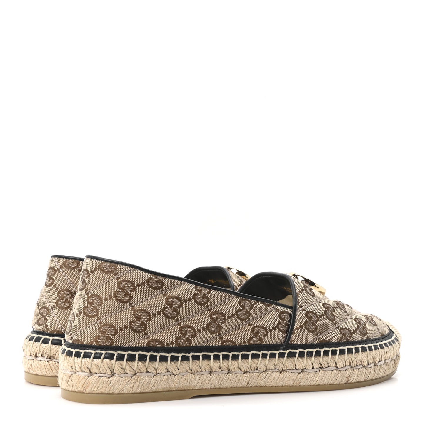 Monogram Matelasse Diagonal GG Marmont Espadrilles 39 Beige Ebony Black
