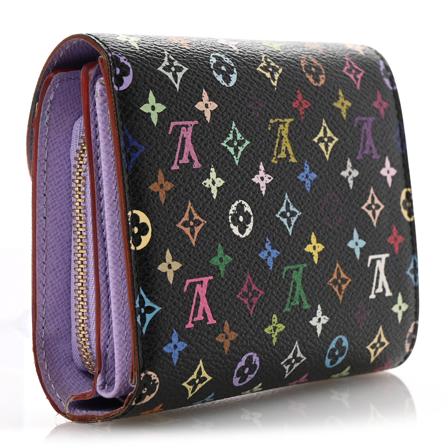 Louis Vuitton Monogram Multicolor Joey Wallet Black Violet 3 of 15