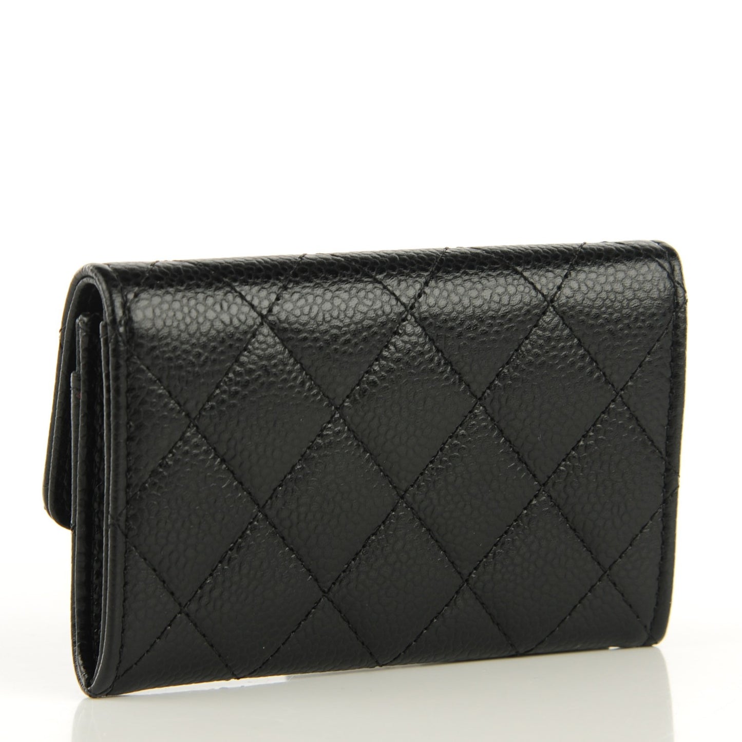 Caviar Quilted Flap Card Holder Black