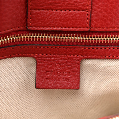 Gucci Pebbled Calfskin Medium Bamboo Shopper Tote Red 7 of 15