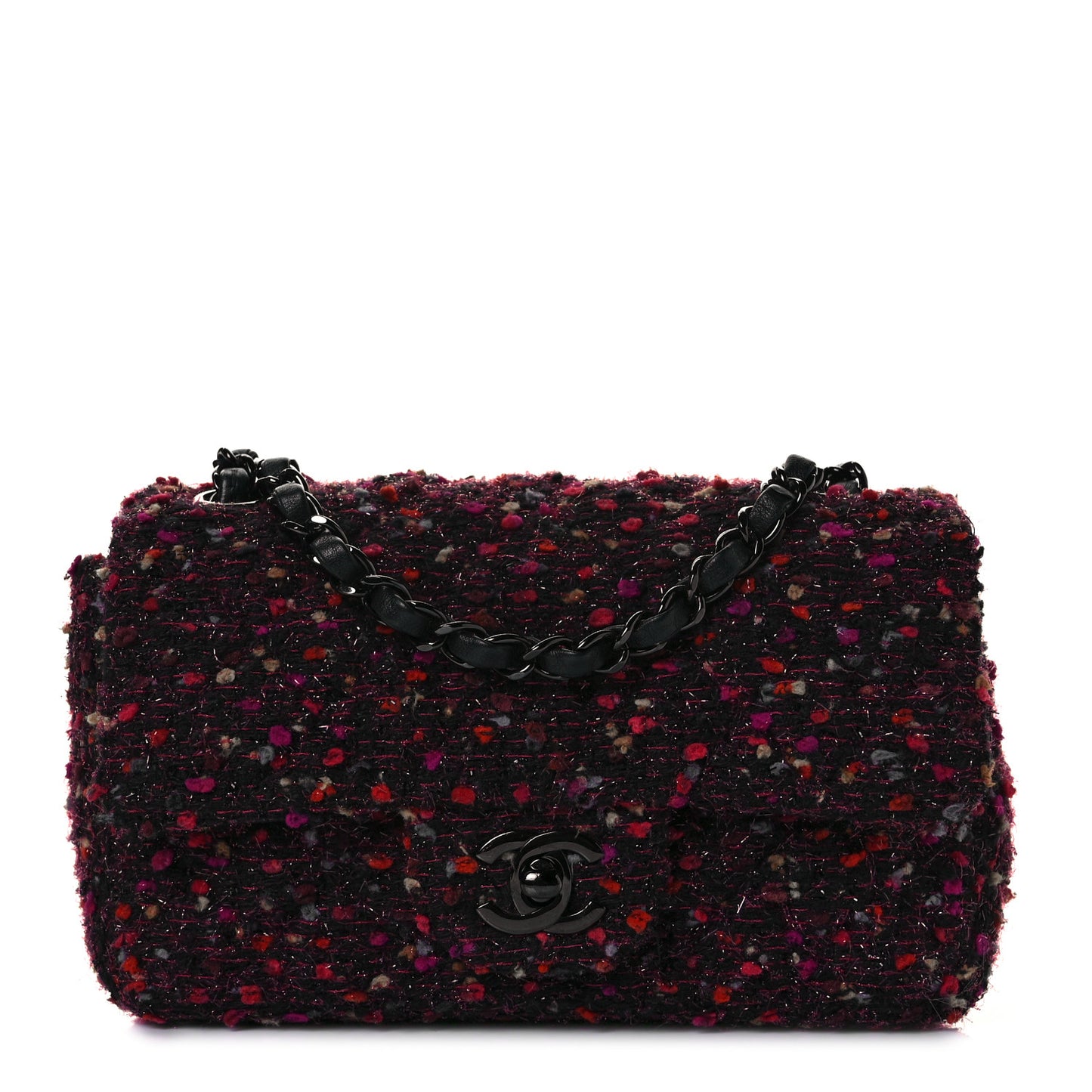 Tweed Quilted Mini Rectangular Flap Pink Multicolor