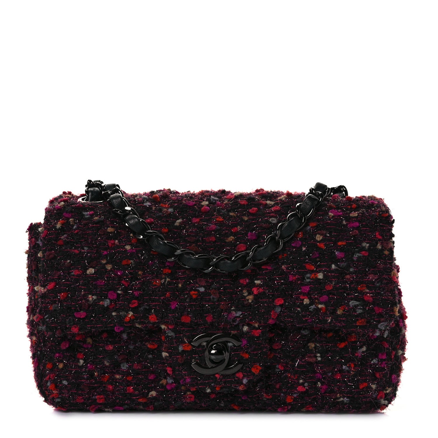 Chanel Tweed Quilted Mini Rectangular Flap Pink Multicolor 1 of 8