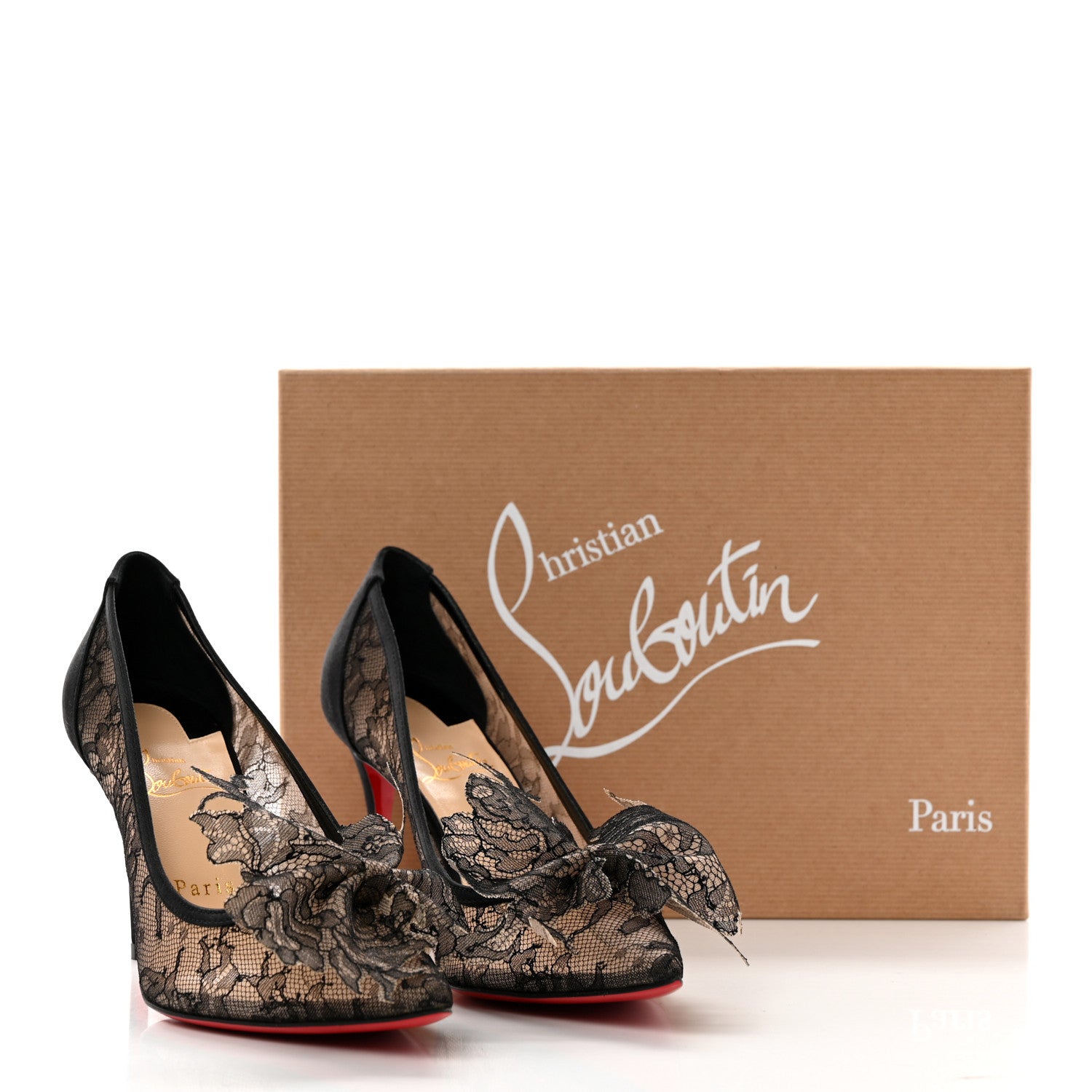 Christian Louboutin Satin Lace Delicatissima 85 Pumps 37.5 Black 10 of 10