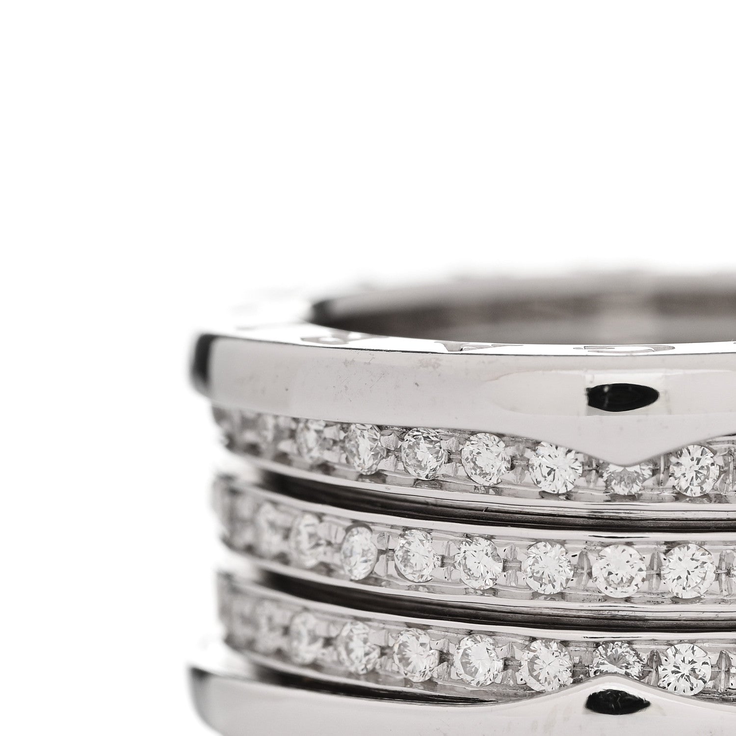 Bulgari 18K White Gold Diamond B.Zero1 Four-Band Full Pave Ring 53 6.25 6 of 8