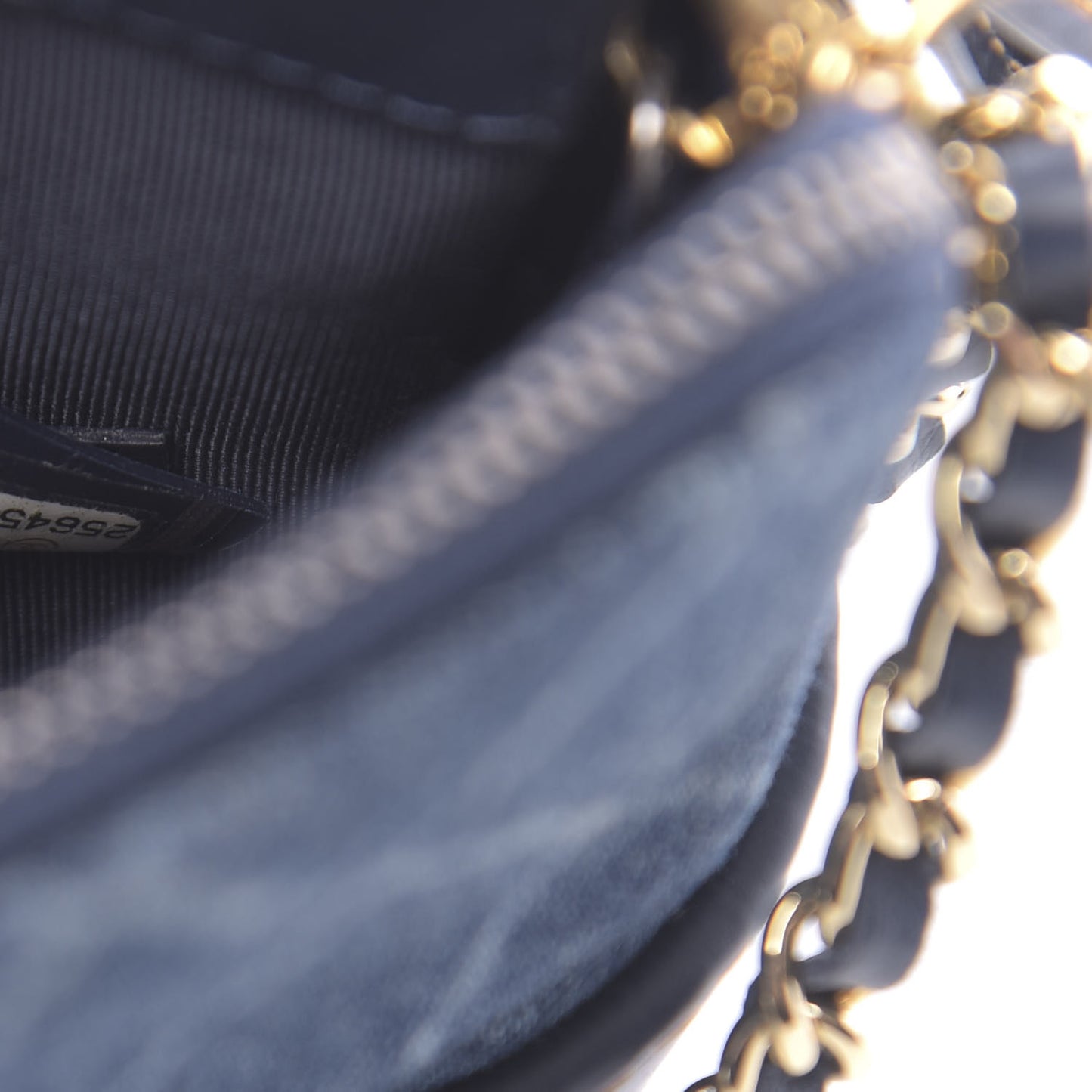 Denim Calfskin Quilted Small Gabrielle Clutch With Chain Blue