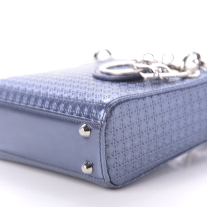 Christian Dior Metallic Patent Micro-Cannage Mini Lady Dior Blue 8 of 11
