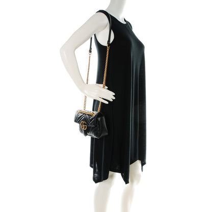 Gucci Calfskin Matelasse Mini GG Marmont Shoulder Bag Black 2 of 7