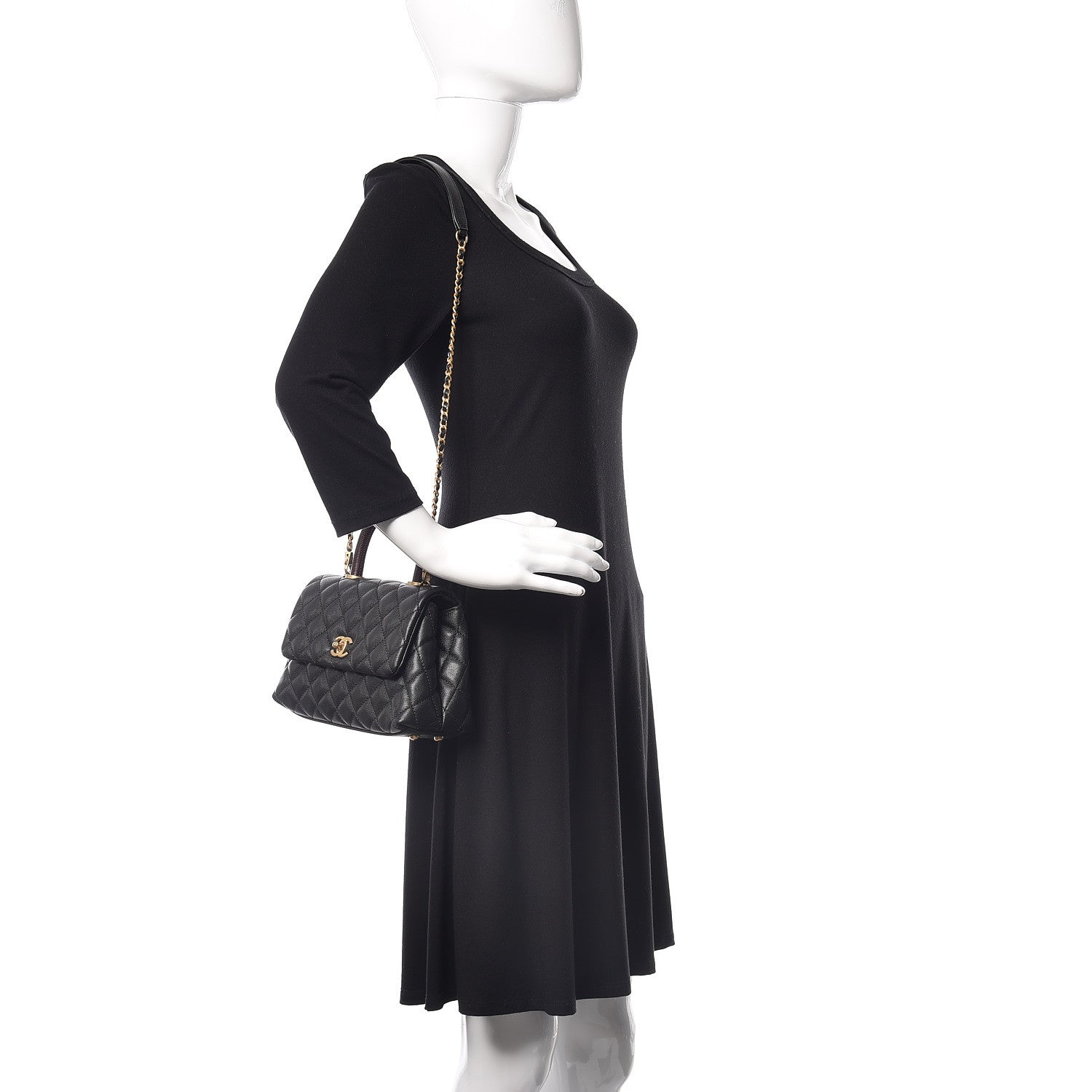 Chanel Caviar Lizard Embossed Quilted Mini Coco Handle Flap Black 2 of 10