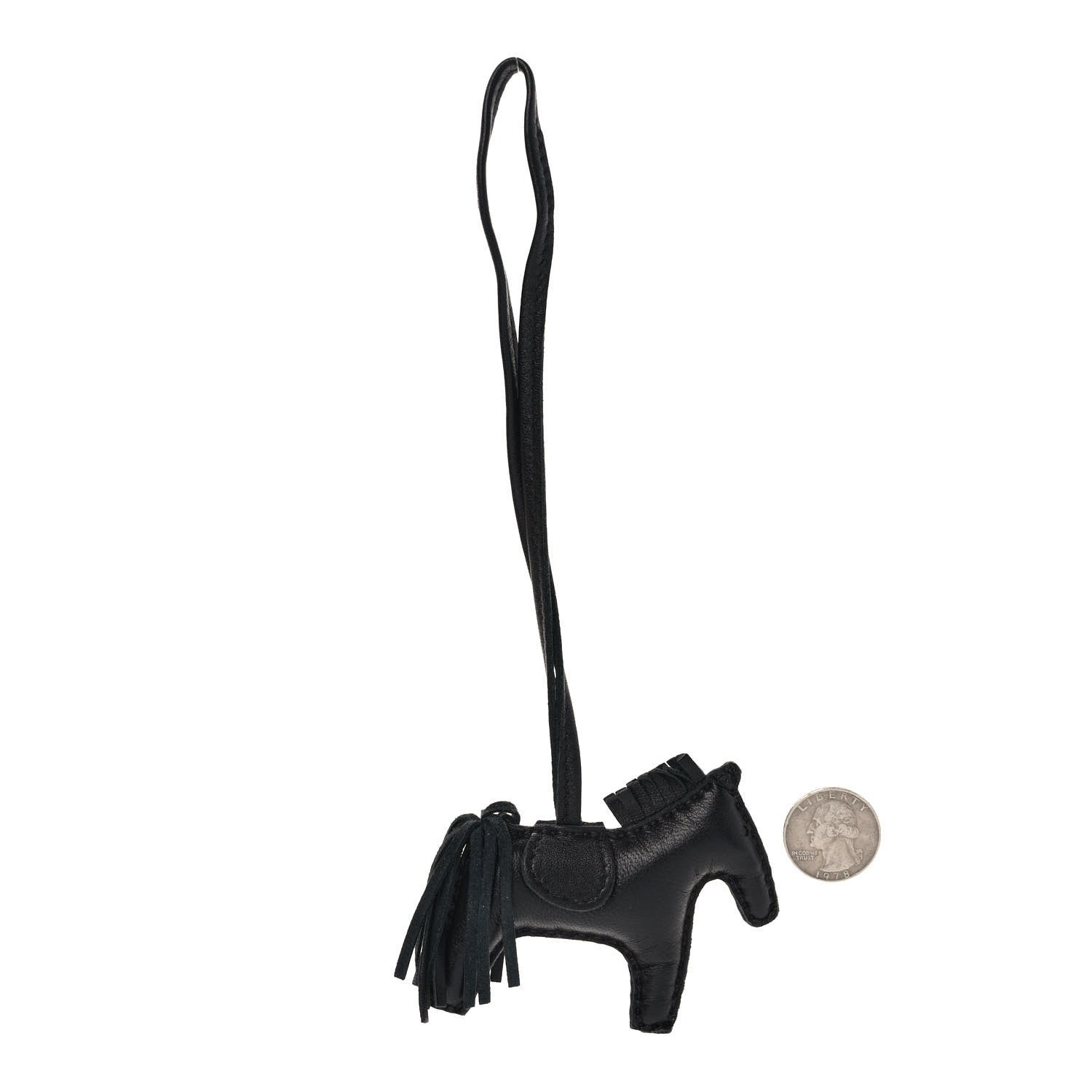 Hermes Milo Lambskin Grigri Rodeo Horse Bag Charm PM So Black 2 of 3