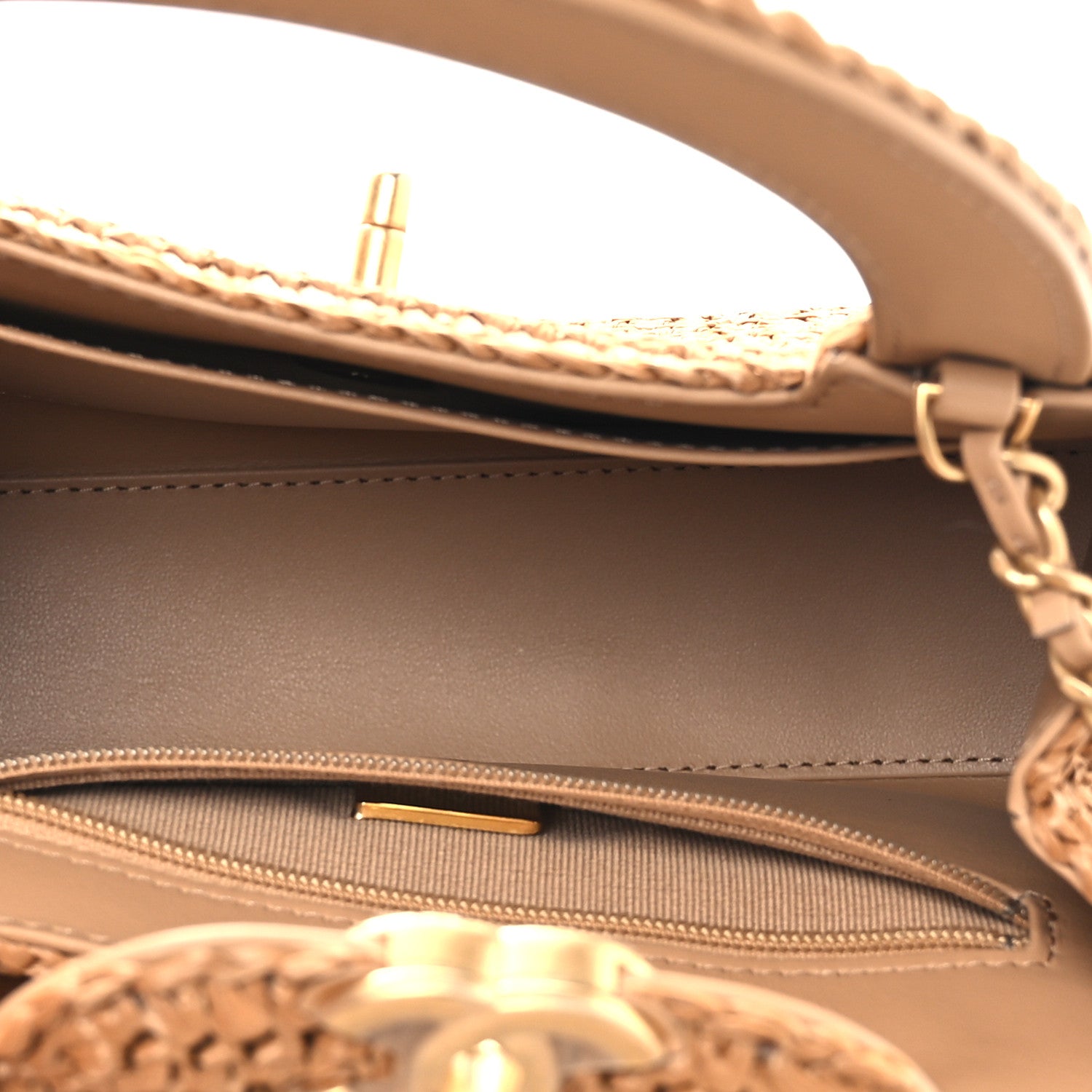 Chanel Braided Raffia Nano Kelly Flap Bag Dark Beige 5 of 13