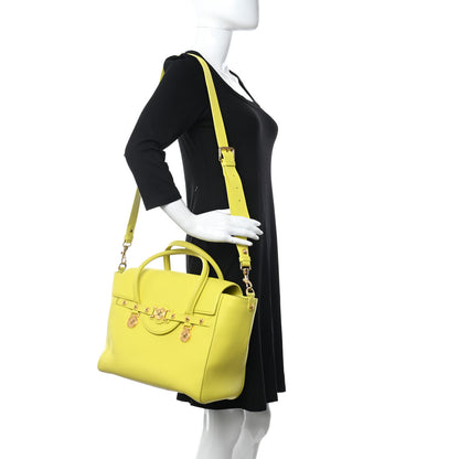 Versace Vitello Calfskin Large Signature Tote Yellow 2 of 12